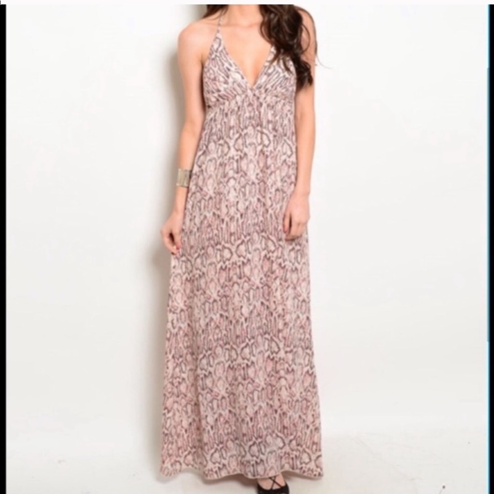 NEW Pink Snake Print Blush Halter dress! - Picture 2 of 5